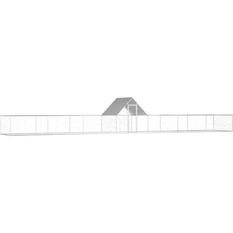Image of vidaXL Chicken Coop 14x2x2m Galvanised Steel Hen House Poultry Hutch Run Nest