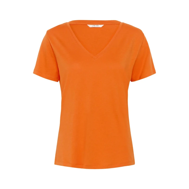 Image of Cream Womens V-neck T-Shirt Cream Naia Deep Orange Female L