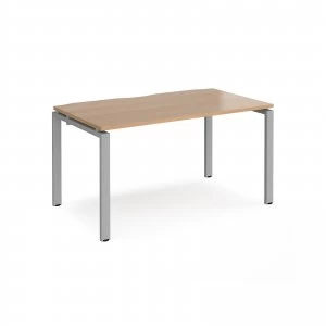 image of Adapt II Single Desk 1400mm x 800mm - Silver Frame Beech top