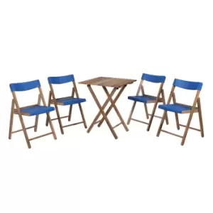 image of Other Tramontina Wood and Blue 5 Piece Bistro Set