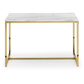 image of Letitia - White Marble Effect Dining Room Table Gold Metal Frame