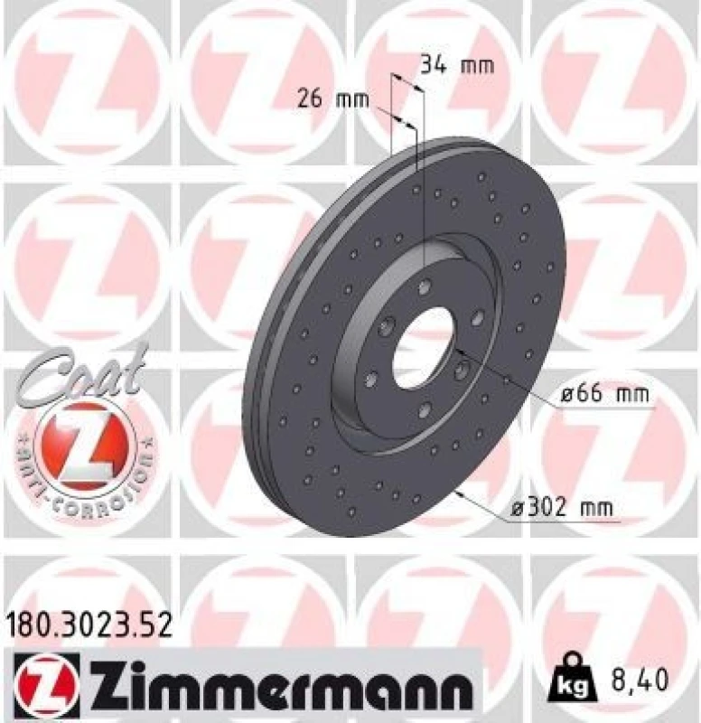 Image of ZIMMERMANN Brake disc ZIMMERMANN 180.3023.52