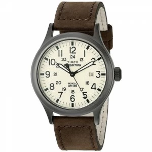 image of Timex T49963 Expedition Scout Watch with Brown Leather Strap