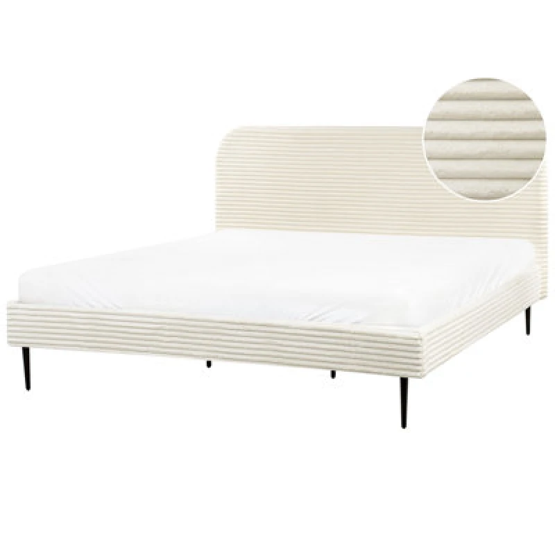 Image of Beliani Bed Corduroy Flayat 180 X 200 Cm (Eu Super King) Off-White