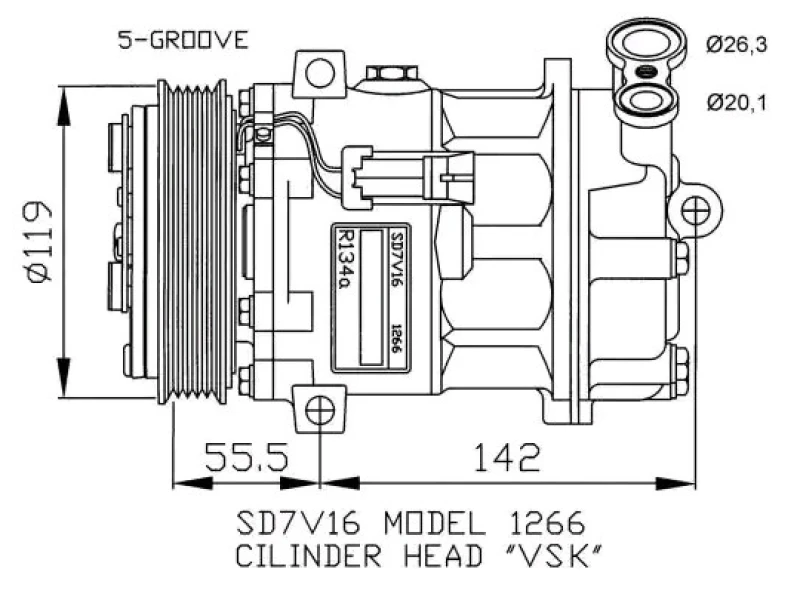 Image of NRF 32269 AC Compressor EASY FIT PAG 46, with PAG compressor oil, with gaskets/seals Compressor,air conditioning (447)