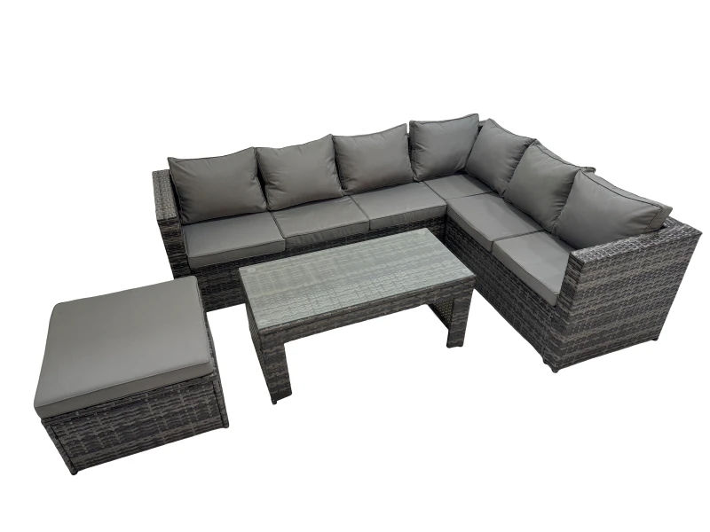 Image of Fimous Garden Furniture Set with Big Stool Dark Grey Mixed Dark Grey Unisex