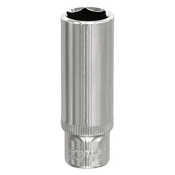Image of Genuine SEALEY SP1412D WallDrive® Socket 12mm Deep 1/4Sq Drive Fully Polished