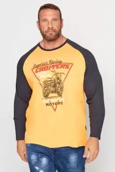 Image of Motorbike Print Raglan Long Sleeve T-Shirt