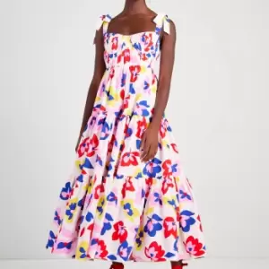 Image of Kate Spade New York Womens Summer Flowers Tiered Dress - Cream Multi - UK 8