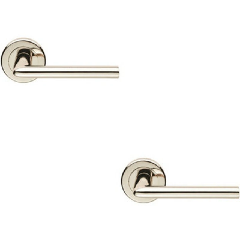 Image of Loops 2x PAIR Slimline Straight Bar Lever on Round Rose Concealed Fix Polished Nickel Metallics