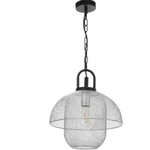 image of Onli Zair Dome Pendant Ceiling Light, Silver Net Shade