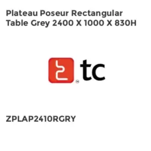 Image of TC Group Plateau Poseur Rectangular Table Grey 2400 x 1000 x 830H