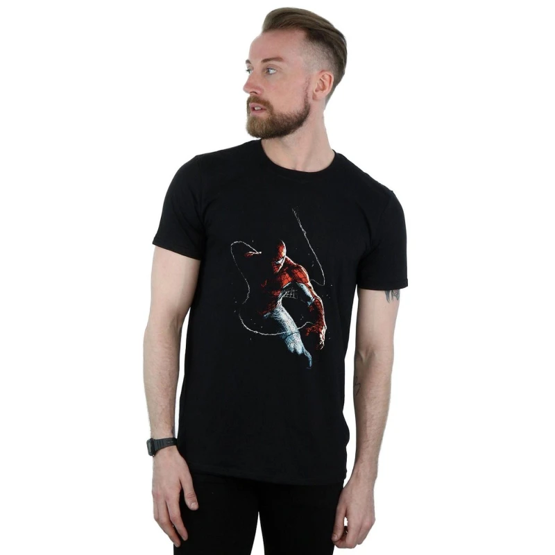 Image of Marvel Marvel Men Spider-Man Painting T-Shirt in Black Size: Small Black S Male 5057972387085