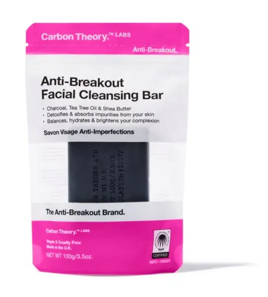 image of Carbon Theory Charcoal & Tea Tree Oil Breakout Control Facial Cleansing Bar 100 g