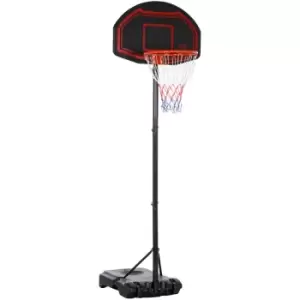 image of Outdoor Adjustable Basketball Hoop Stand w/ Wheels and Stable Base - Black - Homcom