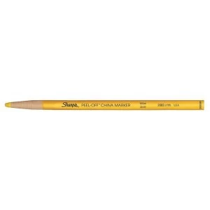 image of Sharpie China Wax Marker Pencil Peel-off Unwraps To Sharpen Yellow Pack of 12