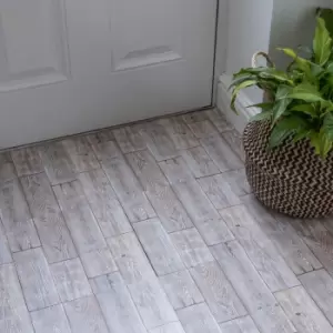 Image of D-C-Fix Floor Covering Grey Rustic Oak Wood Effect Tile, Pack Of 11