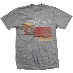 Image of Star Wars - Episode VII Rey Speeder Retro Unisex Large T-Shirt - Grey