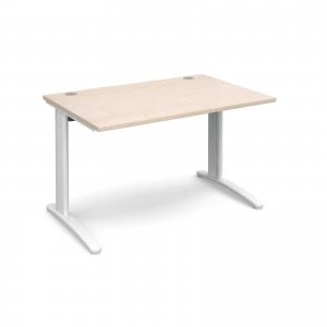 image of TR10 Straight Desk 1200mm x 800mm - White Frame maple Top