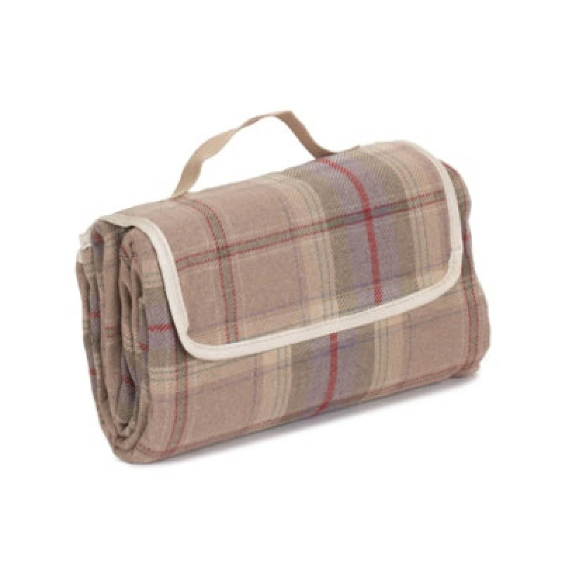 Image of Red Hamper H136 Polyester Lavender Polyester Fleece Tartan Picnic Rug
