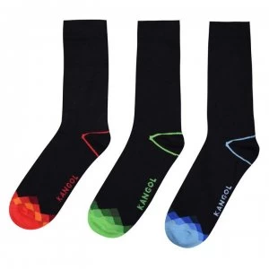 Image of Kangol Formal Socks 3 Pack Mens - Check Toes