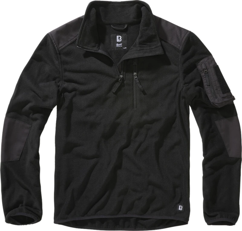 Image of Brandit Fleece Ripstop Half Zip Sweater, black, Size XL for Men