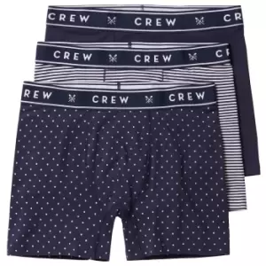 Image of Crew Clothing Jersey Boxers 3 Pack Navy White Spot Large