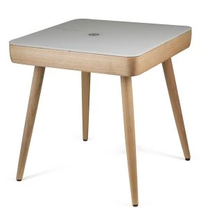 Image of Koble Carl White Glass Side Table with Bluetooth Speakers & Wireless Charging