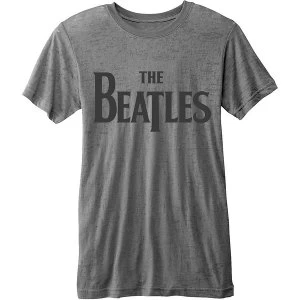 image of The Beatles - Drop T Logo Unisex Small T-Shirt - Grey