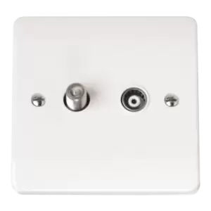 Image of Click Scolmore Mode 2 Gang Satellite Outlet Socket Polar White - CMA157