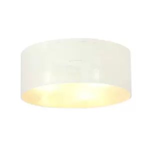 Image of Emibig Aston Black Cylindrical Ceiling Light with White, Gold Fabric Shades, 3x E27