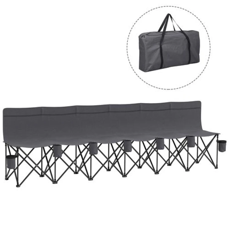 Image of Outsunny 6 Seater Folding Camping Chair with Carry Bag Camping Chairs One Size Grey 40176202000
