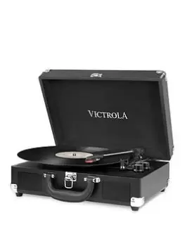 image of Victrola Victrola Journey Portable Record Player (Black) - Bluetooth 5.0 Suitcase Turntable With Built-In Stereo Speakers