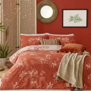 Image of Furn. Jaipur Paprika Duvet Cover and Pillowcase Set Red/White