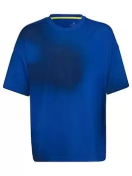 Image of Boys, adidas Junior Kids Gaming Short Sleeve T-Shirt - Dark Blue, Dark Blue, Size 9-10 Years