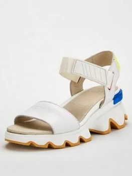 image of SOREL Kinetic Sporty Low Leather Wedge Sandal - White, Size 6, Women