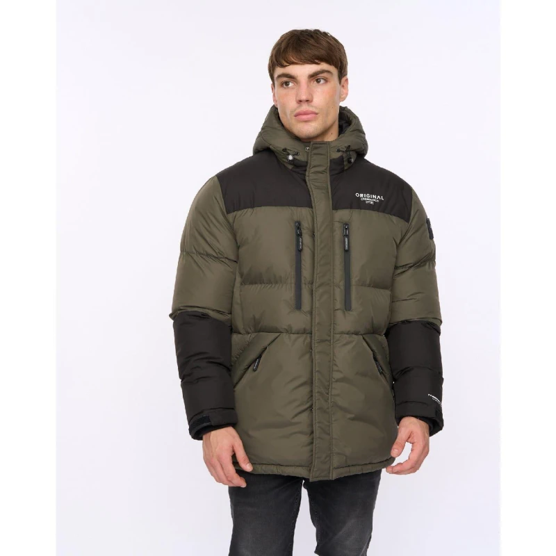 Image of Crosshatch Crosshatch Men Squadage Panel Jacket in Olive Size: Small Olive S Male 5059294602372