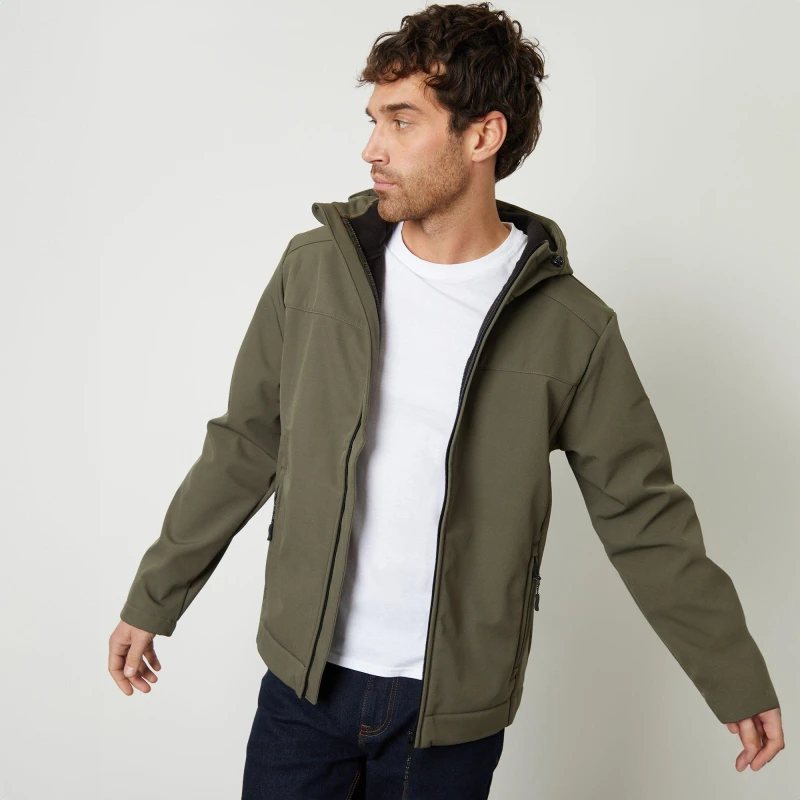 Image of Threadbare Fleece Lined Hooded Jacket Khaki