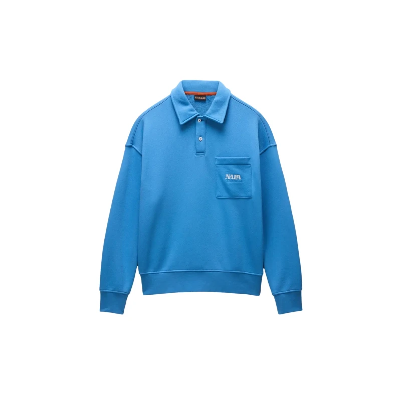 Image of Napapijri Polo collar sweatshirt in French Terry Napapijri Miraat Bleu Male XS