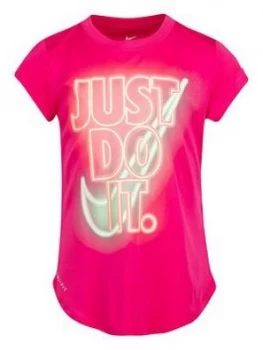 image of Nike Younger Girls Short Sleeve Graphic T-Shirt - Pink, Purple, Size 2-3 Years