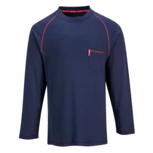 Image of Biz Flame Mens Long Sleeve Flame Resistant T Shirt Navy 2XL