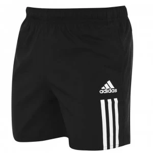 image of adidas Mens 3-Stripes Badge Swim Shorts - Black/White