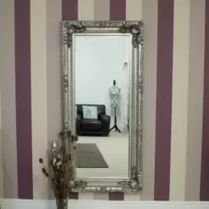 image of MirrorOutlet Carved Louis Silver Large Wall Mirror 175 X 89 Cm