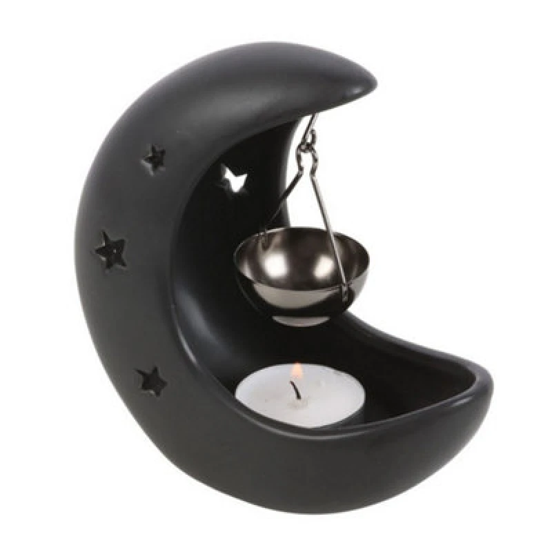Image of Something Different Something Different Crescent Moon Hanging Oil Burner in Black One Size Unisex 5063574549516