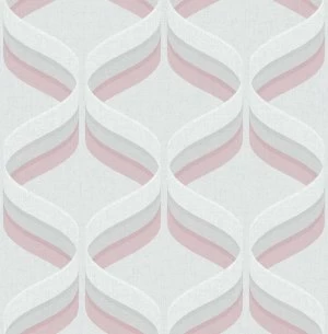 Image of Fresco Retro Ogee Pink Wallpaper