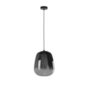 image of Smoky Dome Pendant Ceiling Light Black, 26cm, 1x E27