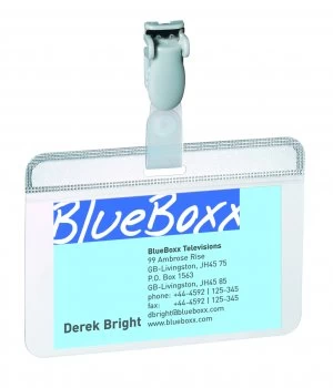 image of Durable Self Laminating Name Badge 54x90mm Clear Pack of 25 814919