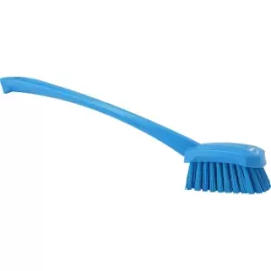 Vikan Long handled washing brush, hard, pack of 10, blue