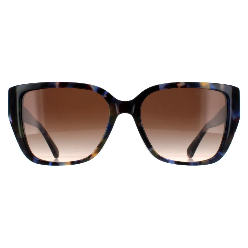 Image of Michael Kors Womens Rectangle Bright Blue Tortoise Brown Gradient MK2199 Acadia Brown Female One Size