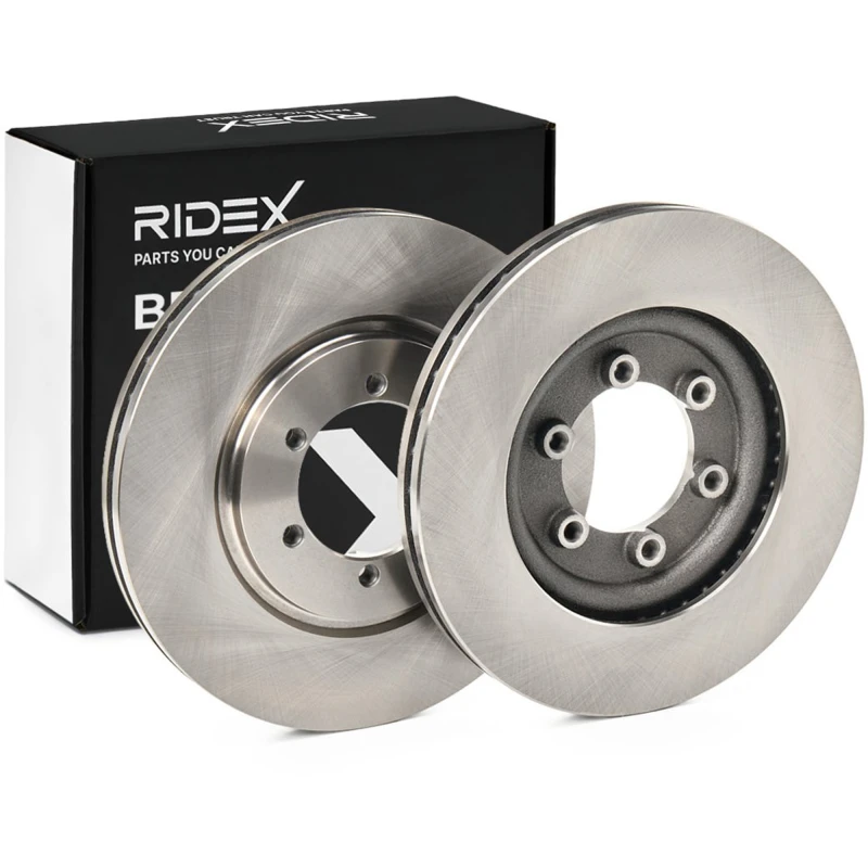 Image of RIDEX 82B0375 Brake disc Front Axle, Vented, Cast Iron, Uncoated, Untreated, without bolts/screws Cast Iron Brake Disc (82)